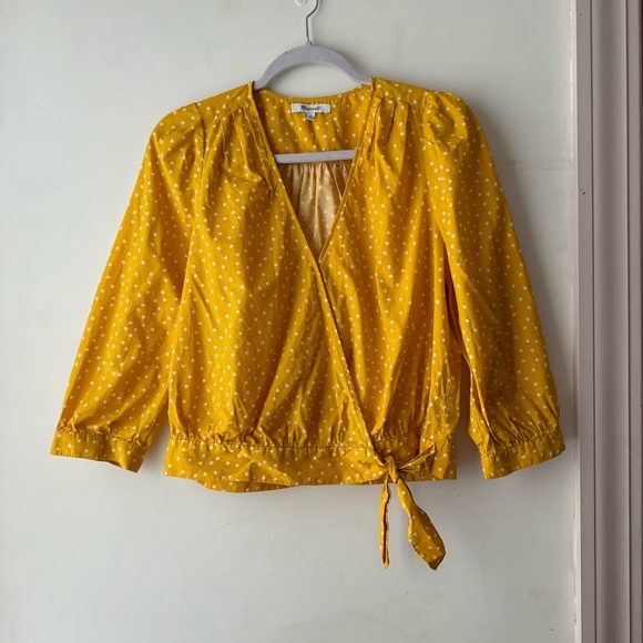 Madewell | Mustard Yellow Star Scatter Wrap Top - Picture 2 of 11